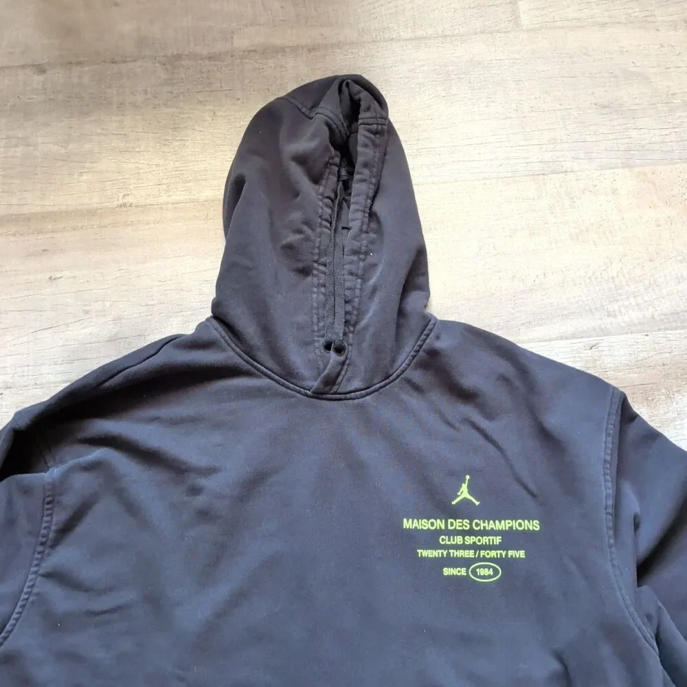 JORDAN MAISON DES CHAMPIONS FLEECE BLACK HOODIE SWEATSHIRT BASKETBALL SZ XXL